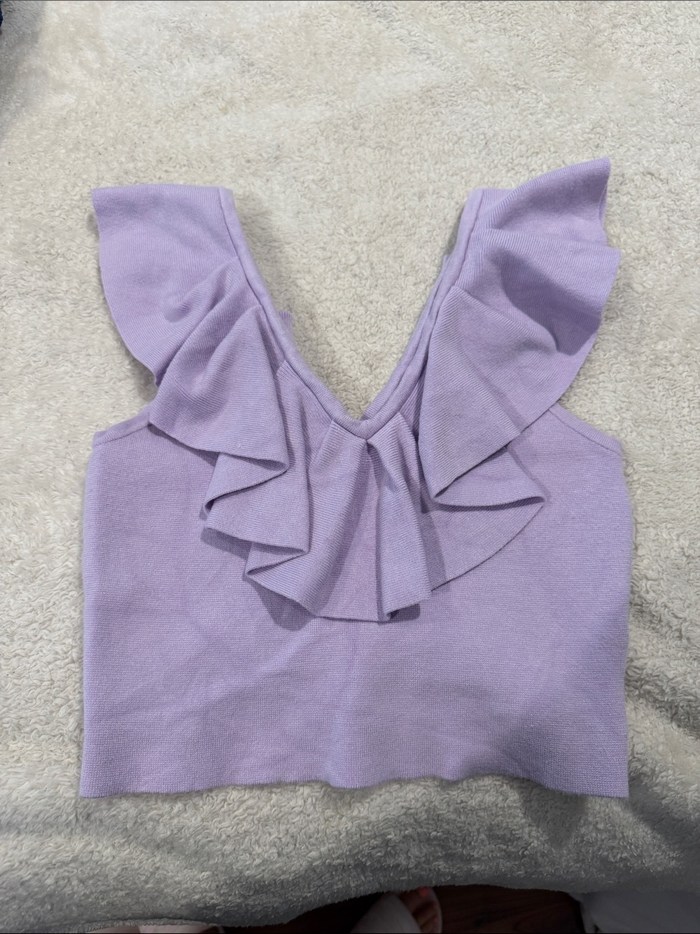 Express Lavender Ruffle V-Neck Tank